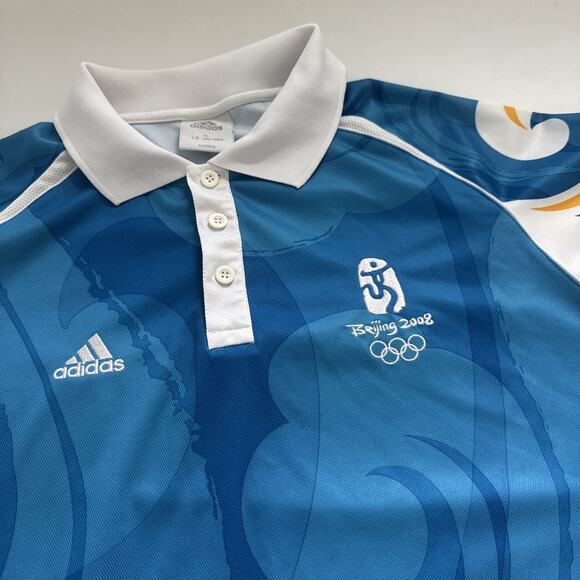 adidas 2008 Beijing China Olympic Games Official Licensed Polo Shirt Mens XL - Picture 2 of 9